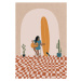 Ilustrace Longboard Surfing culture flat illustration, LucidSurf, 26.7x40 cm