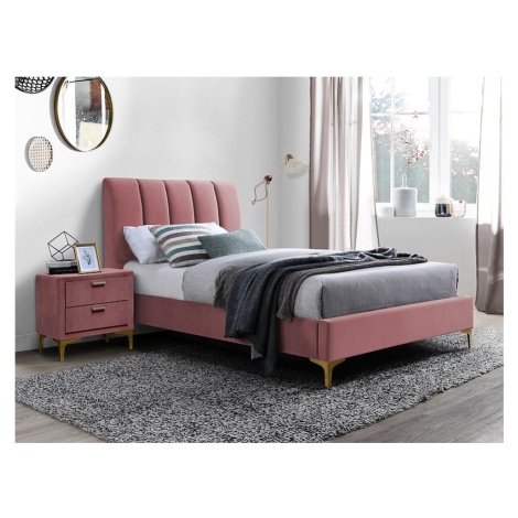 Signal Čalouněná postel MIRAGE VELVET 90 x 200 cm barva růžová/ zlatá
