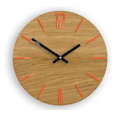 ModernClock Nástěnné hodiny Carlo Wood hnědo-oranžové