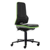 bimos Pracovní otočná židle NEON, kolečka, permanentní kontakt, PU pěna, zelený flexibilní pás