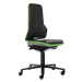 bimos Pracovní otočná židle NEON, kolečka, permanentní kontakt, PU pěna, zelený flexibilní pás