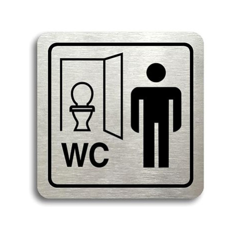 Accept Piktogram "WC muži kabinka" (80 × 80 mm) (stříbrná tabulka - černý tisk)