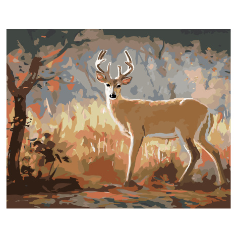 Malování podle čísel - MLADÝ JELEN A PODZIMNÍ LES (D. RUSTY RUST) Rozměr: 80x100 cm, Rámování: v