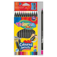 Trojhranné pastelky Colorino, černé, 12 barev + ořezávátko