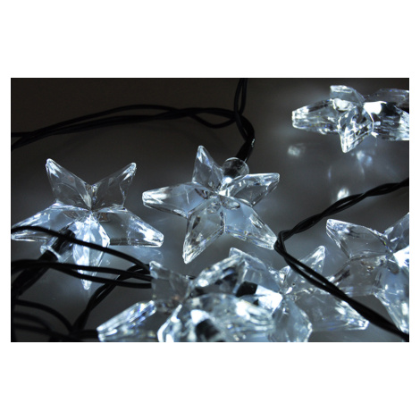 SOLIGHT 1V30-W LED vánoční řetěz, hvězdy, 20 LED, 3m, přívod 3m, IP20, bílá