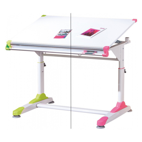 Dětský funkční stůl i curtis - bílá (růžová+zelená)