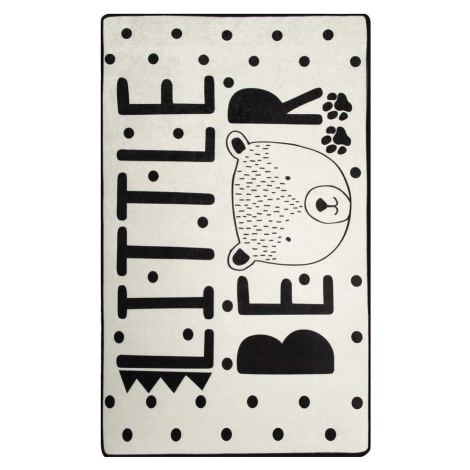 Černo-bílý dětský protiskluzový koberec Conceptum Hypnose Little Bear, 100 x 160 cm