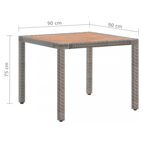 Zahradní stůl šedý polyratan / akácie Dekorhome 190x90x75 cm