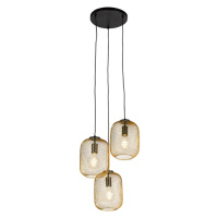 Art Deco závěsná lampa zlatá 45 cm 3-světlo - Bliss Mesh