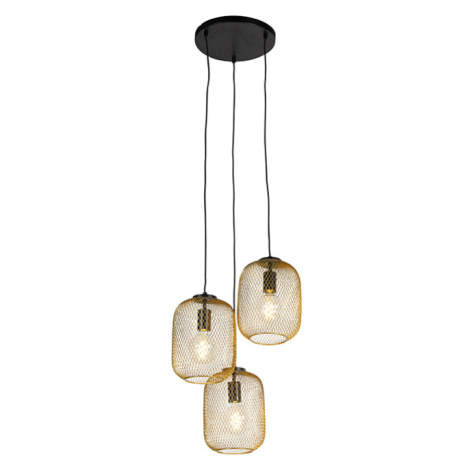 Art Deco závěsná lampa zlatá 45 cm 3-světlo - Bliss Mesh QAZQA