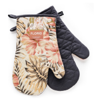 Kuchyňské bavlněné rukavice - chňapky FLORID šedá 100% bavlna 19x30 cm Balení 2 kusy - levá a pr