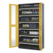 asecos Laboratorní skříň na chemikálie, 2 dveře, plná výška, 6 výsuvů, s pohledovým okénkem, žlu