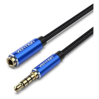 Vention Cotton Braided TRRS 3.5mm Male to 3.5mm Female Audio Extension 1m Blue Aluminum Alloy Ty