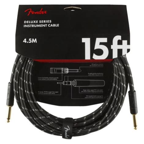 Fender Deluxe Series 15' Instrument Cable Black Tweed
