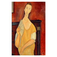 Obrazová reprodukce Woman with a Fan (Lunia Czechowska) 1919, Amedeo Modigliani, 26.7 × 40 cm