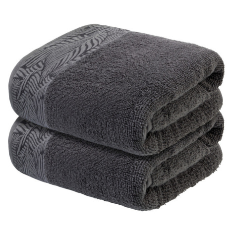 LIVARNO home Froté ručník, 50 x 100 cm, 450 g/m2, 2 kusy (tmavě šedá)