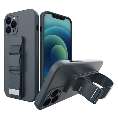 Silikonové pouzdro Sporty s popruhem na iPhone 13 6.1" navy blue