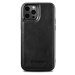 iCarer kožené pouzdro na iPhone 12 MAX 6.7" Oil wax real leather back cover Black