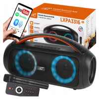 Výkonný Bluetooth Reproduktor Přenosný Boombox Mikrofon Dálkové Ovládání Usb Sd Fm Karaoke