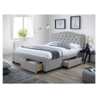 Šedá čalouněná postel ELECTRA 140 x 200 cm