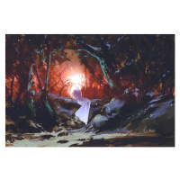 Ilustrace spirit of the enchanted forest,illustration painting, Grandfailure, (40 x 26.7 cm)