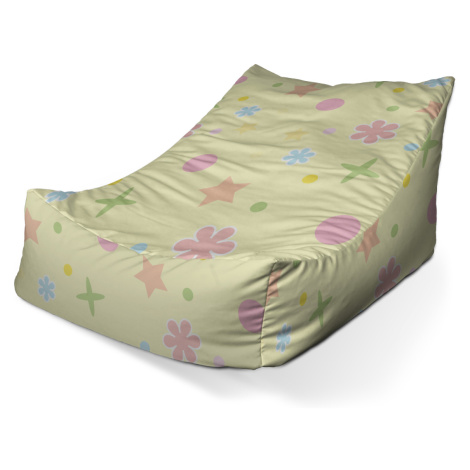 Sedací vak Lounge Květiny na žluté - 80 x 95 x 50 cm