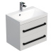 Koupelnová skříňka s černou úchytkou a umyvadlem SAT Cube Way 60x71x40 cm bílá lesk lesk/mat CUB