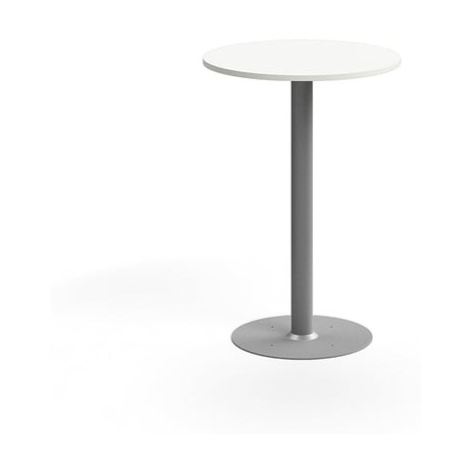 Barový stůl ALVA, Ø700x1000 mm, upevnitelný, vysokotlaký laminát, stříbrná/bílá