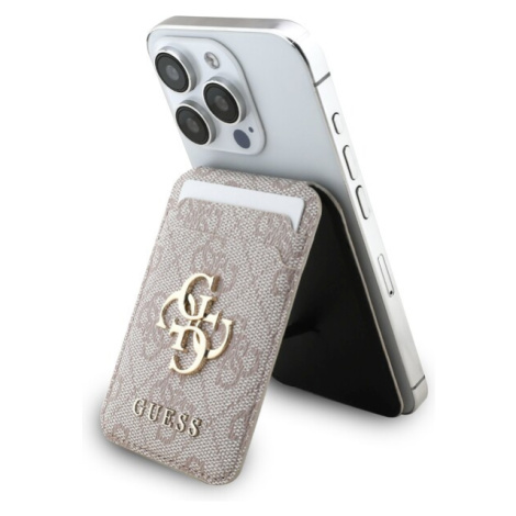 Guess 4G Metal Logo MagSafe Cardslot peněženka se stojanem růžová