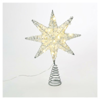 ACA Lighting stříbrná hvězda na stromeček 20 MINI WW LED na baterie 3xAA, IP20 28x5x20cm X112011