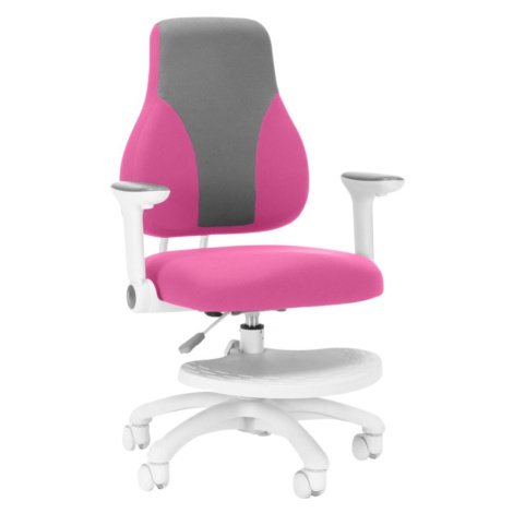 Dětská rostoucí židle Neoseat KINDER WHITE — látka, šedá / tmavě růžová