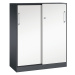 C+P Skříň s posuvnými dveřmi ASISTO, výška 1292 mm, šířka 1000 mm, černošedá/dopravní bílá