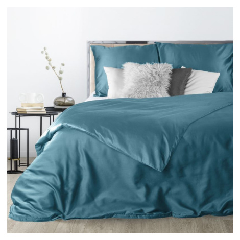 Tyrkysové saténové prostěradla s oboustranným designem 2 části: 1ks 140 cmx200 + 1ks 70 cmx80