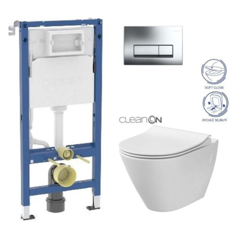 GEBERIT DuofixBasic s chromovým tlačítkem DELTA51 + WC CERSANIT CLEANON CITY 458.103.00.2 CI1