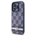 DKNY PU Leather Checkered Pattern and Stripe kryt iPhone 15 Pro Max modrý