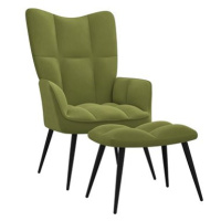 Relaxační křeslo se stoličkou světle zelené samet, 328087
