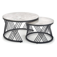 Konferenční stolek FLOMANGU šedý mramor/černá, set 2 ks