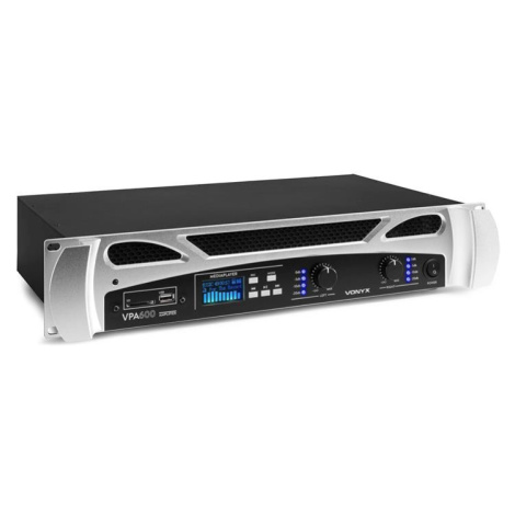 Vonyx FPA600, PA-zesilovač, 2x 300 W, BT funkce, MediaPlayer, LED, USB, SD