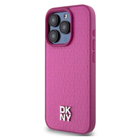 Zadní kryt DKNY PU Leather Repeat Pattern Stack Logo Magsafe pro Apple iPhone 15 Pro Max, růžová
