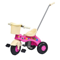 BAYO - Dětská šlapací tříkolka s vodící tyčí JUNIOR růžová