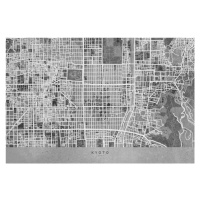 Mapa Map of Kyoto, Japan, in gray vintage style, Blursbyai, 40 × 26.7 cm