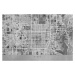 Mapa Map of Kyoto, Japan, in gray vintage style, Blursbyai, 40 × 26.7 cm