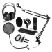 Auna CM001B mikrofonní sada V4 sluchátka, kondenzátorový mikrofon, USB panel, mikrofonní rameno,