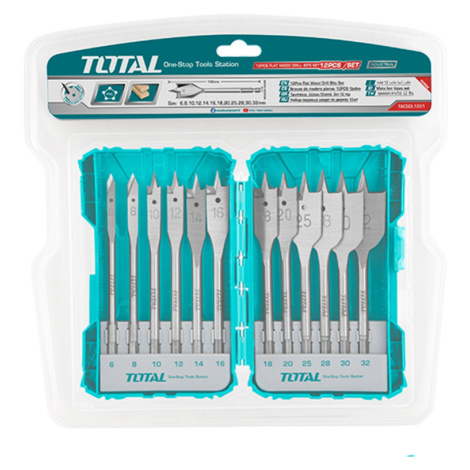 Vrtáky ploché do dřeva, sada 12ks, 152mm Total