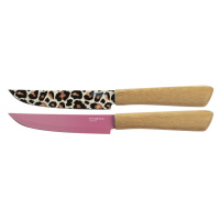 ERNESTO® Nůž s bambusovou rukojetí (nůž na zeleninu růžová/leopard)