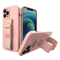 Silikonové pouzdro Sporty s popruhem na Samsung Galaxy A12 / M12 pink