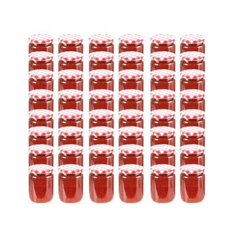 Zavařovací sklenice s bíločervenými víčky 48 ks 230 ml SHUMEE