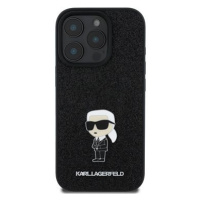 Karl Lagerfeld Fixed Glitter Metal Ikonik Zadní Kryt pro iPhone 16 Pro Black