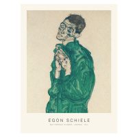 Obrazová reprodukce Self Portrait in Green (Vintage Male Portrait) - Egon Schiele, 30x40 cm