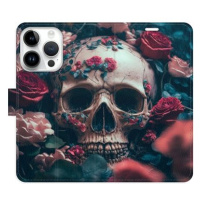 iSaprio flip pouzdro Skull in Roses 02 pro iPhone 15 Pro